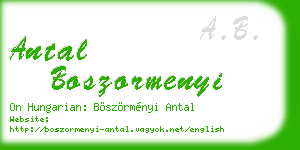 antal boszormenyi business card